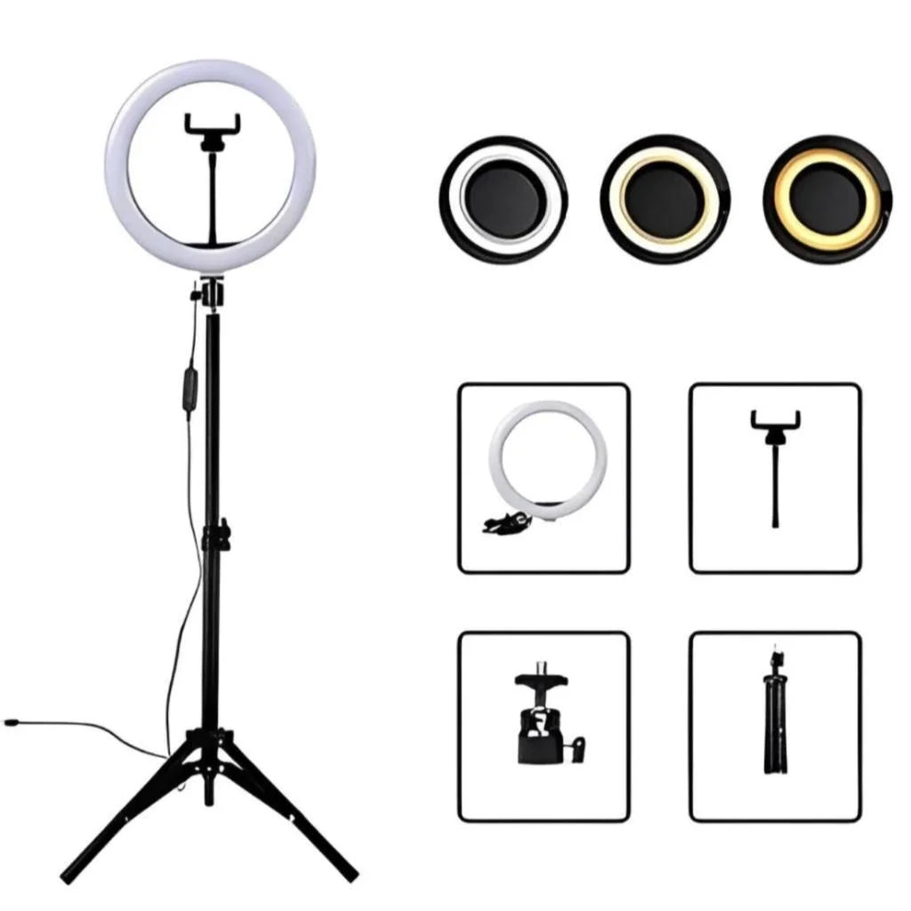 ANEL ILUMINADOR RING LIGHT 10 POLEGADAS COM TRIPÉ DE 2 METROS