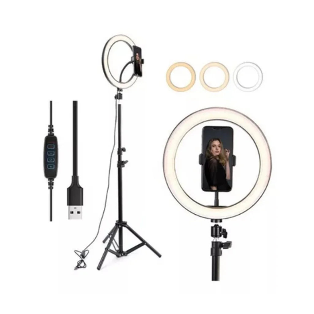 ANEL ILUMINADOR RING LIGHT 10 POLEGADAS COM TRIPÉ DE 2 METROS