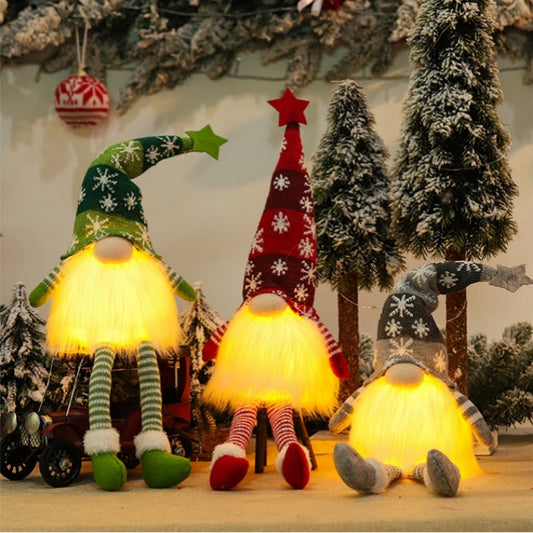 BONECO GNOMO DECORATIVO COM LUZES LED DE NATAL + FRETE GRÁTIS